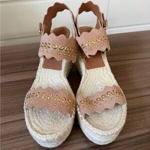 Like New - Chloé Lauren Scalloped Espadrille Wedge Sandals (EU 41)